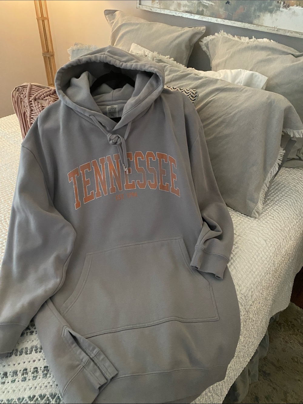Tennessee Graphic Hoodie - Dusty Gray with Orange Lettering